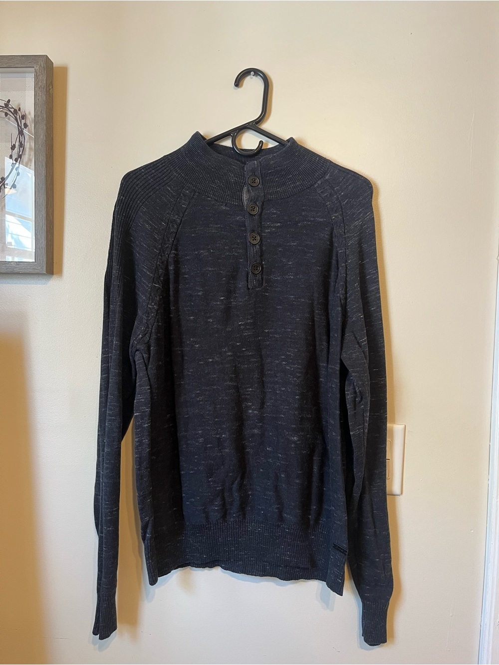 Men's gray Pull-over mock neck knit Sweater XL